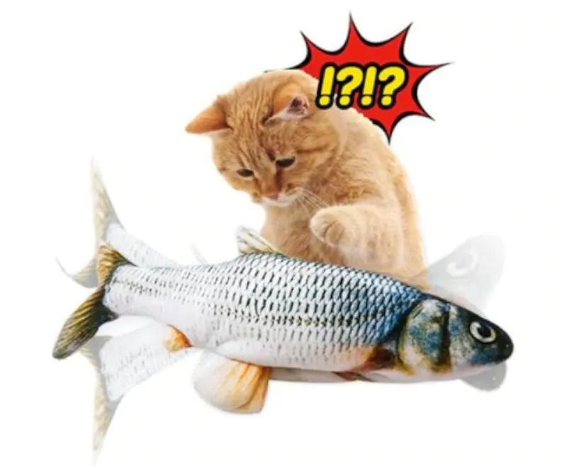Peixe de Pelúcia Elétrico Recarregável para Gatos