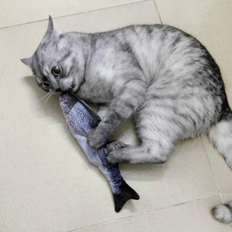 Peixe de Pelúcia Elétrico Recarregável para Gatos