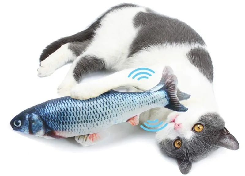 Peixe de Pelúcia Elétrico Recarregável para Gatos