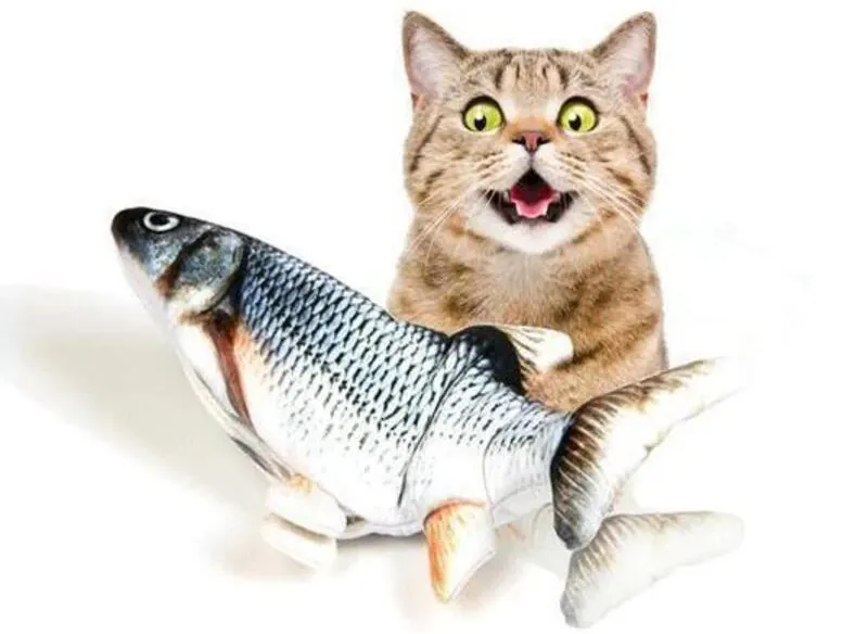 Peixe de Pelúcia Elétrico Recarregável para Gatos