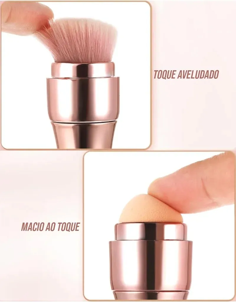 Pincel de Maquiagem Multifuncional 4 em 1 Portátil