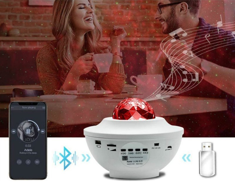 Projetor Galáxia LED com Bluetooth e Temporizador
