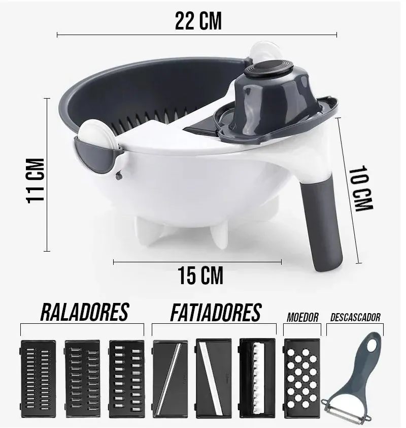 Ralador e Fatiador de Legumes com Lâminas Inox