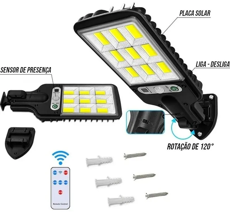 Refletor Solar LED com Sensor para Jardim IP65