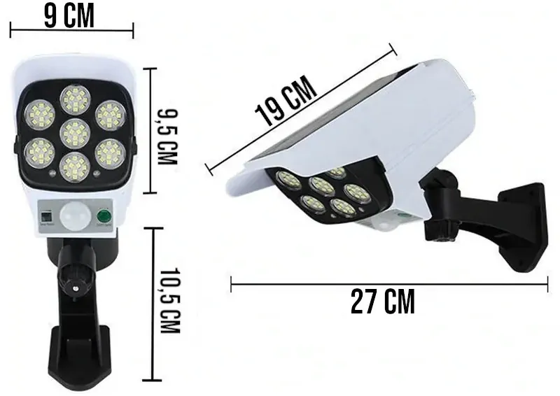 Refletor Solar com Câmera Falsa e Sensor de Presença