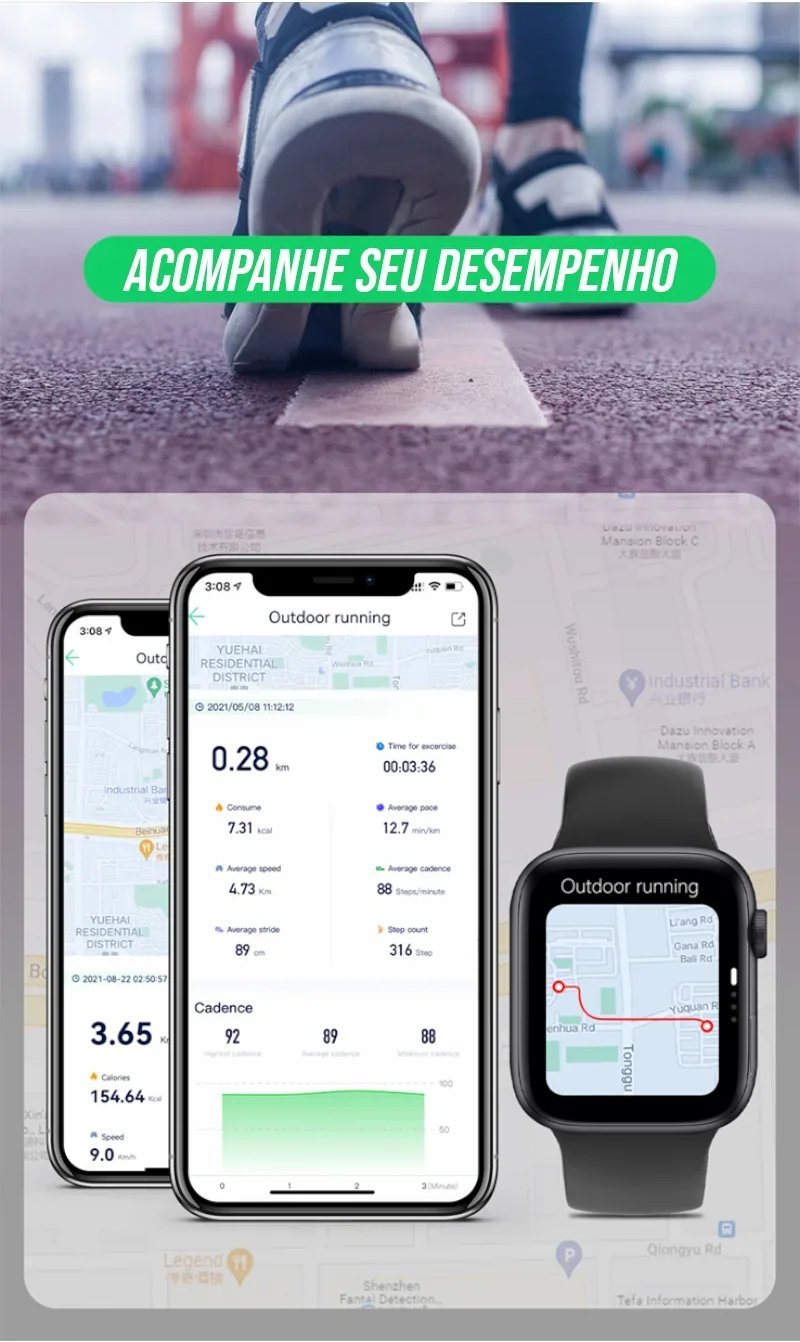 Relógio Inteligente Bluetooth IP67 com Tela Touch