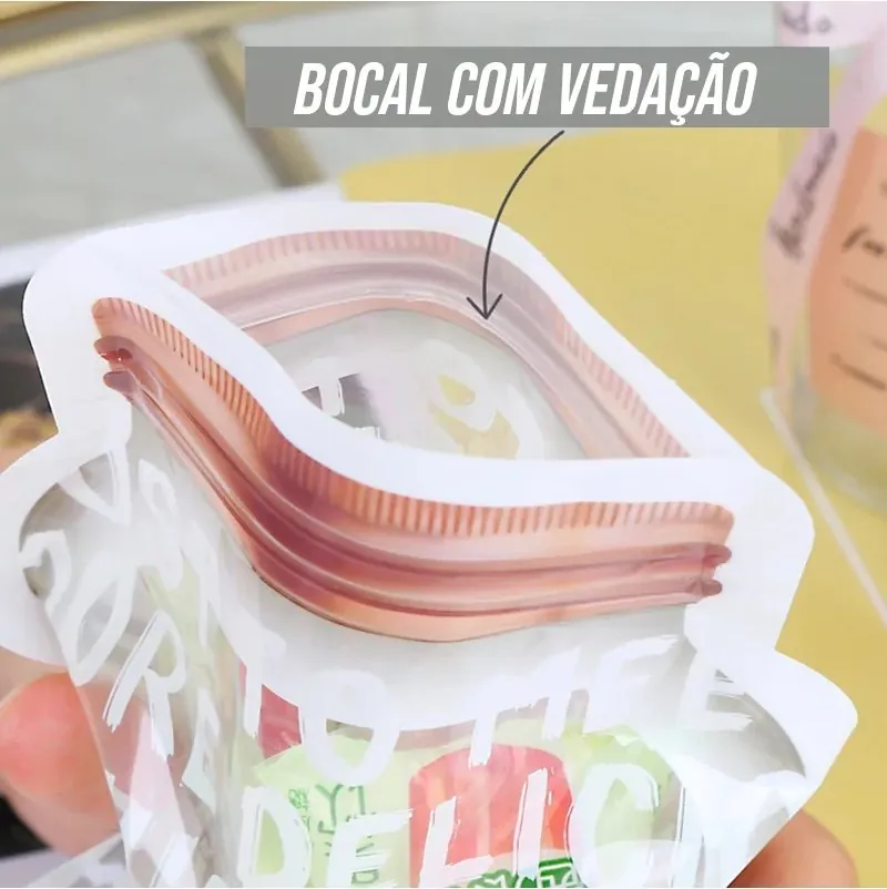 Saquinhos Zip Reutilizáveis para Alimentos Herméticos