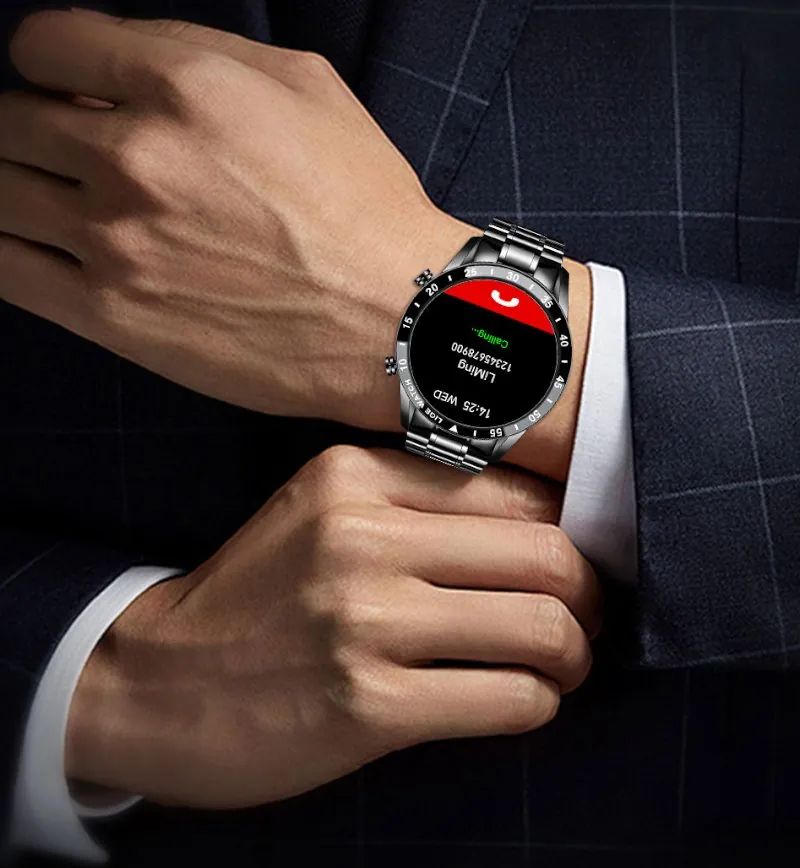 Smartwatch de Luxo com Pulseira de Aço e Bluetooth