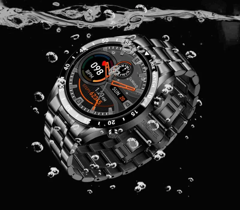 Smartwatch de Luxo com Pulseira de Aço e Bluetooth