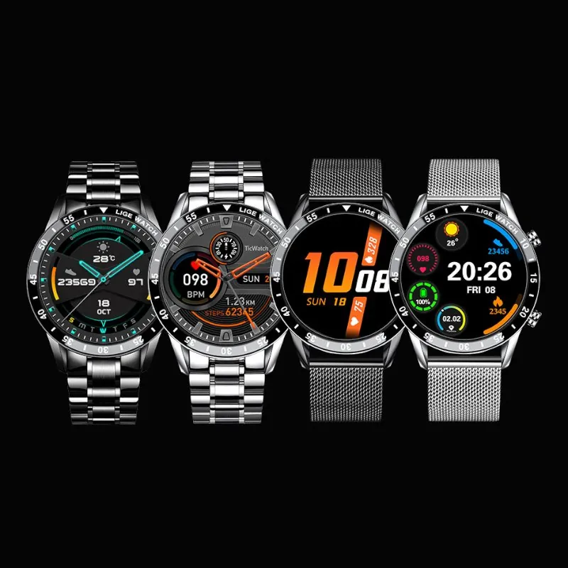 Smartwatch de Luxo com Pulseira de Aço e Bluetooth