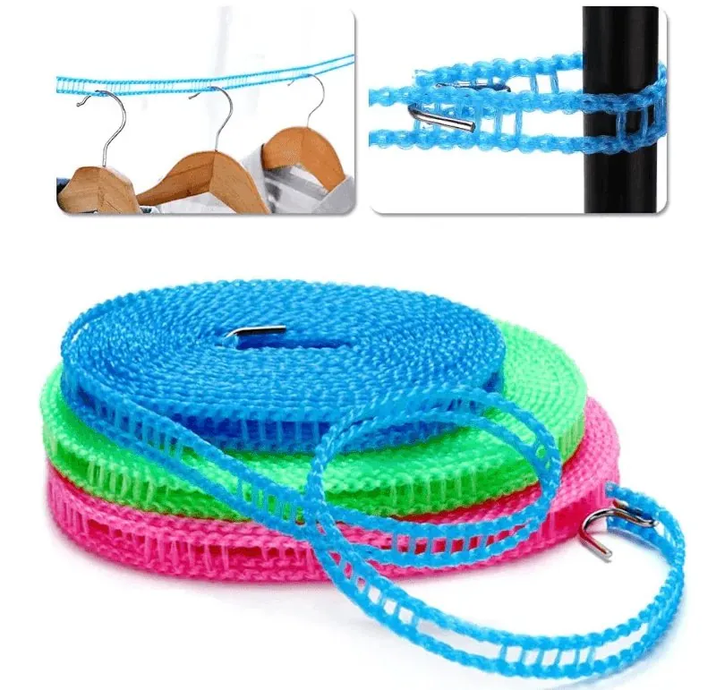Varal Portátil de Nylon Retrátil Resistente ao Vento
