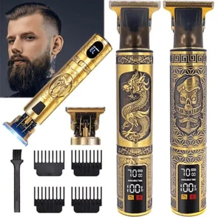 Maquina De Cortar Cabelo E Barba Profissional Dourada