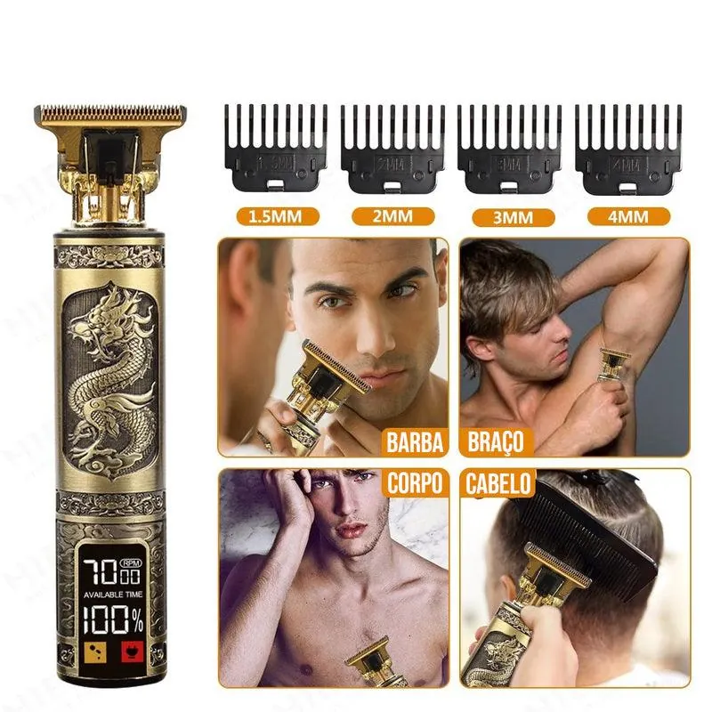 Máquina de Cortar Cabelo e Barba Profissional Dourada - Imagem 7