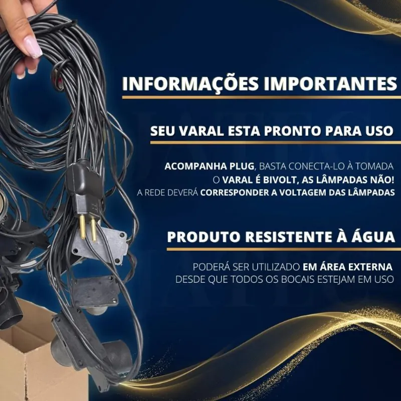 Cordão de Luz com 20 Lâmpadas para Área Externa - Imagem 8
