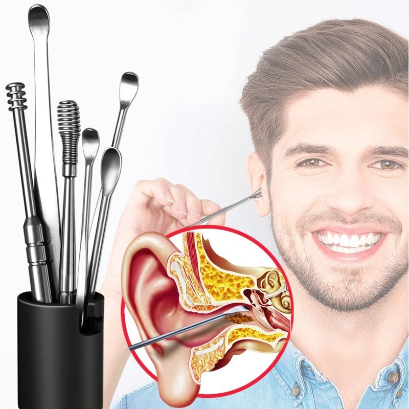 Kit Removedor de Cera de Ouvido com 6 Peças Inox