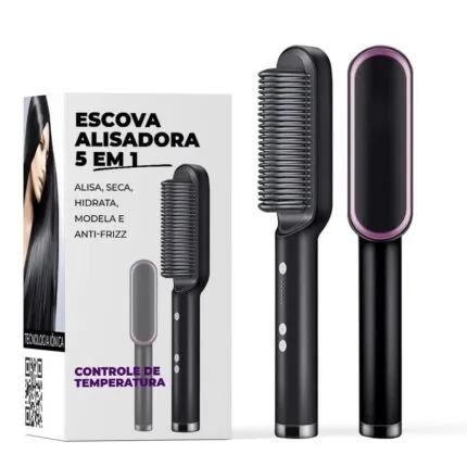 Escova Alisadora 5 Em 1 Ceramica Bivolt Profissional