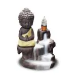 Incensário Buda de Cerâmica com Cascata de Fumaça