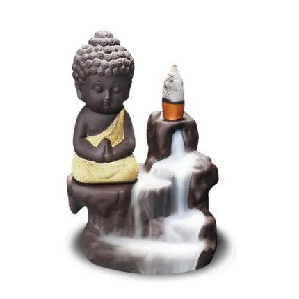 Incensario Buda De Ceramica Com Cascata De Fumaca