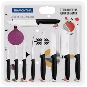 Jogo De Facas Inox Profissional 9 Pecas