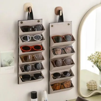 Organizador De Oculos Dobravel Em Couro Pu Portatil