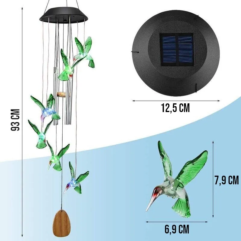 Luminária Solar Beija-Flor com Luzes Coloridas - Imagem 7