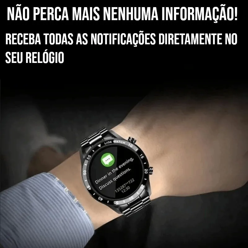 Smartwatch de Luxo com Pulseira de Aço e Bluetooth - Imagem 6