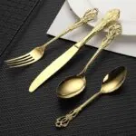 Faqueiro Inox 24 Peças Dourado Luxo para Mesa Posta - Imagem 7