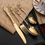 Faqueiro Inox 24 Peças Dourado Luxo para Mesa Posta - Imagem 6