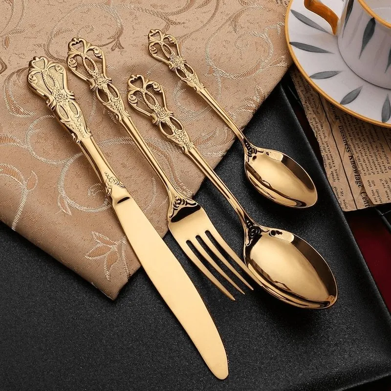 Faqueiro Inox 24 Peças Dourado Luxo para Mesa Posta - Imagem 6