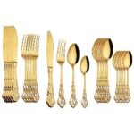 Faqueiro Inox 24 Peças Dourado Luxo para Mesa Posta