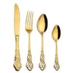 Faqueiro Inox 24 Peças Dourado Luxo para Mesa Posta - Imagem 2