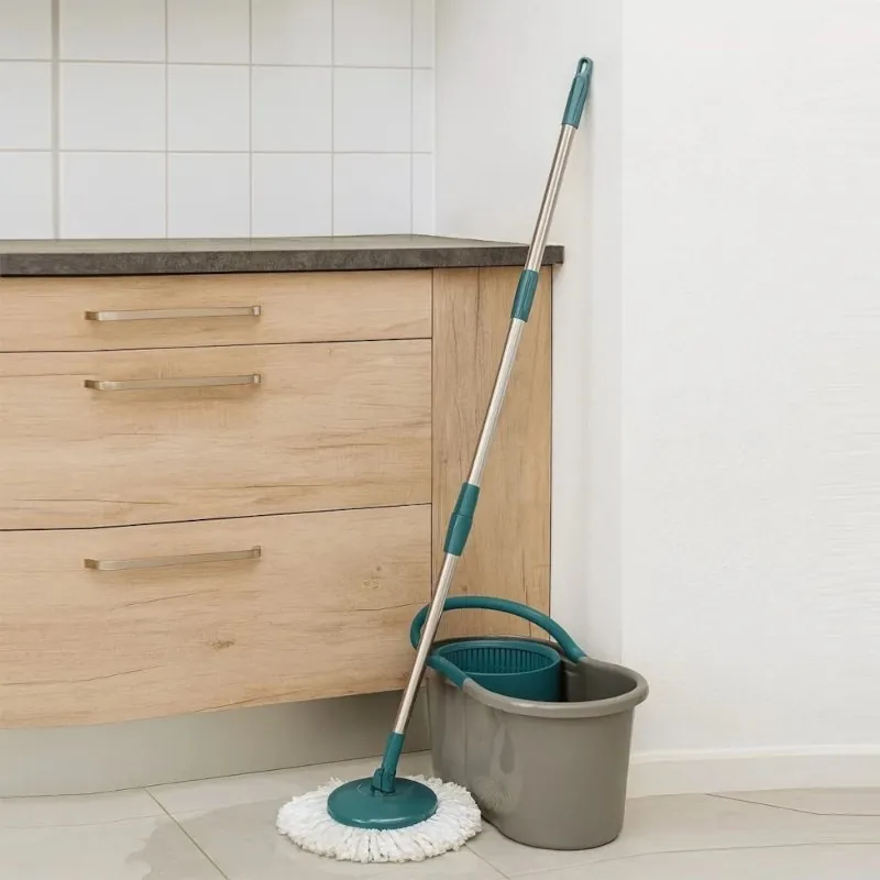 Mop Esfregão Giratório 360 com Balde e Refil Microfibra