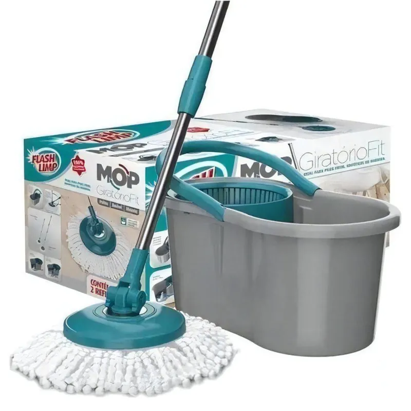Mop Esfregão Giratório 360 com Balde e Refil Microfibra