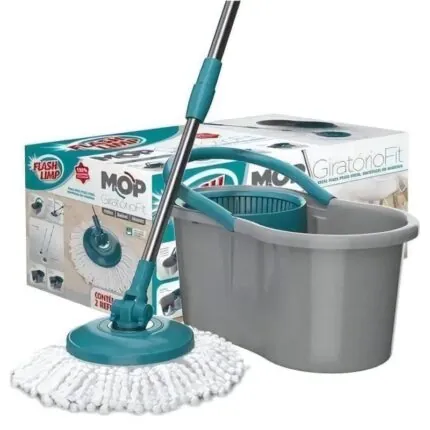 Mop Esfregao Giratorio 360 Com Balde E Refil Microfibra