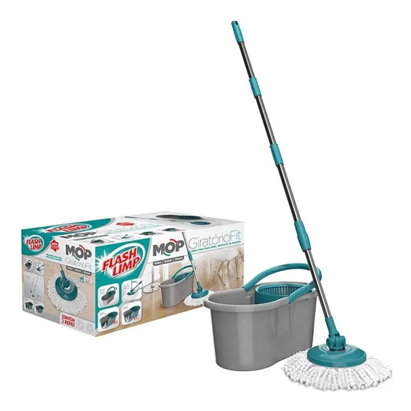 Mop Esfregão Giratório 360 com Balde e Refil Microfibra - Imagem 3