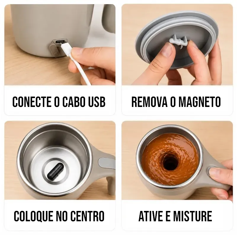Caneca Mixer Misturadora Elétrica Térmica Recarregável