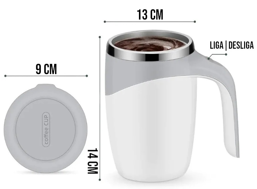 Caneca Mixer Misturadora Elétrica Térmica Recarregável