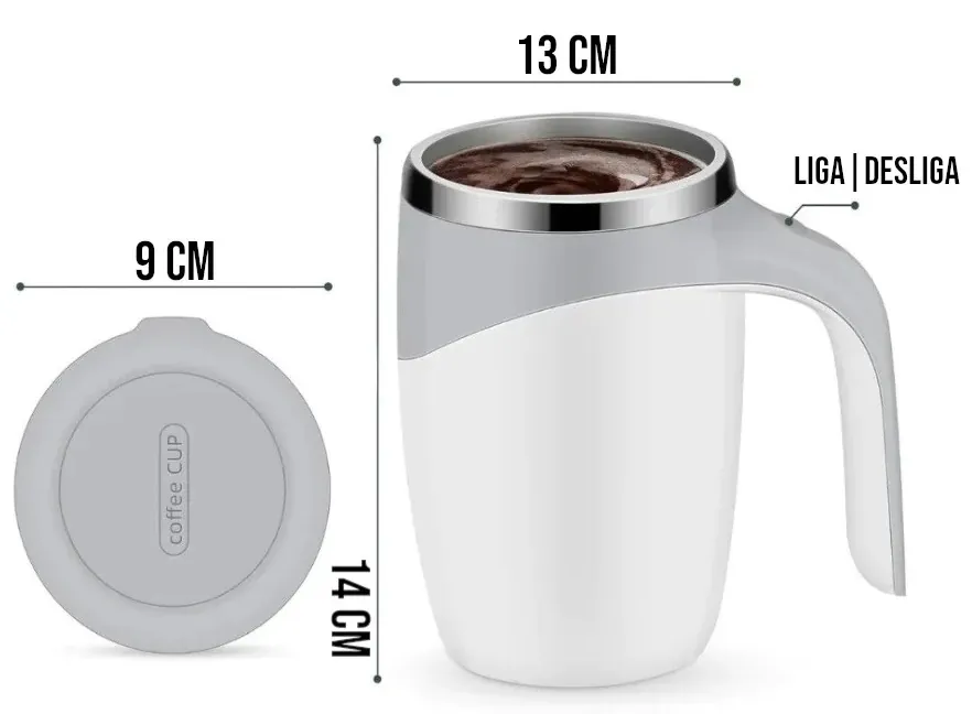 Caneca Mixer Misturadora Elétrica Térmica Recarregável