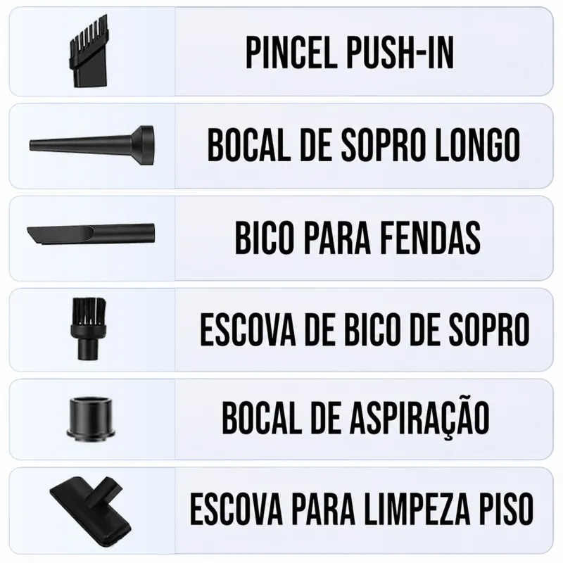 Aspirador de Pó Portátil Sem Fio Recarregável para Carro e Casa