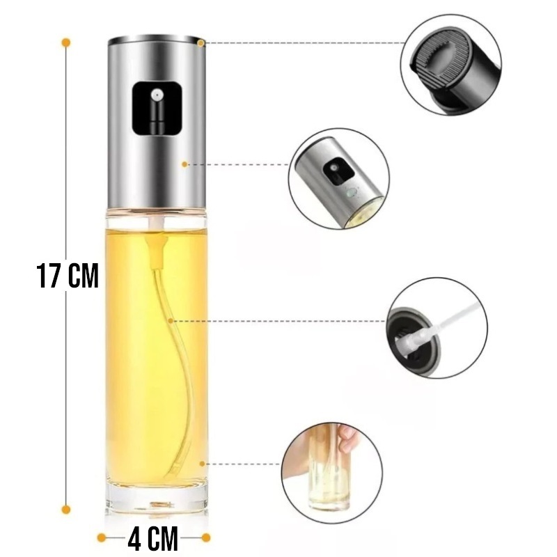 Borrifador de Azeite com Spray para Óleo e Vinagre em Vidro 100 ml