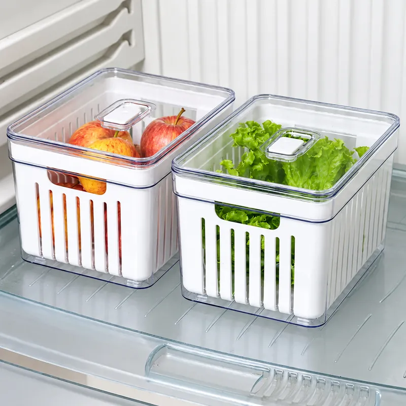 Kit Organizador de Geladeira Acrílico com Tampa para Alimentos
