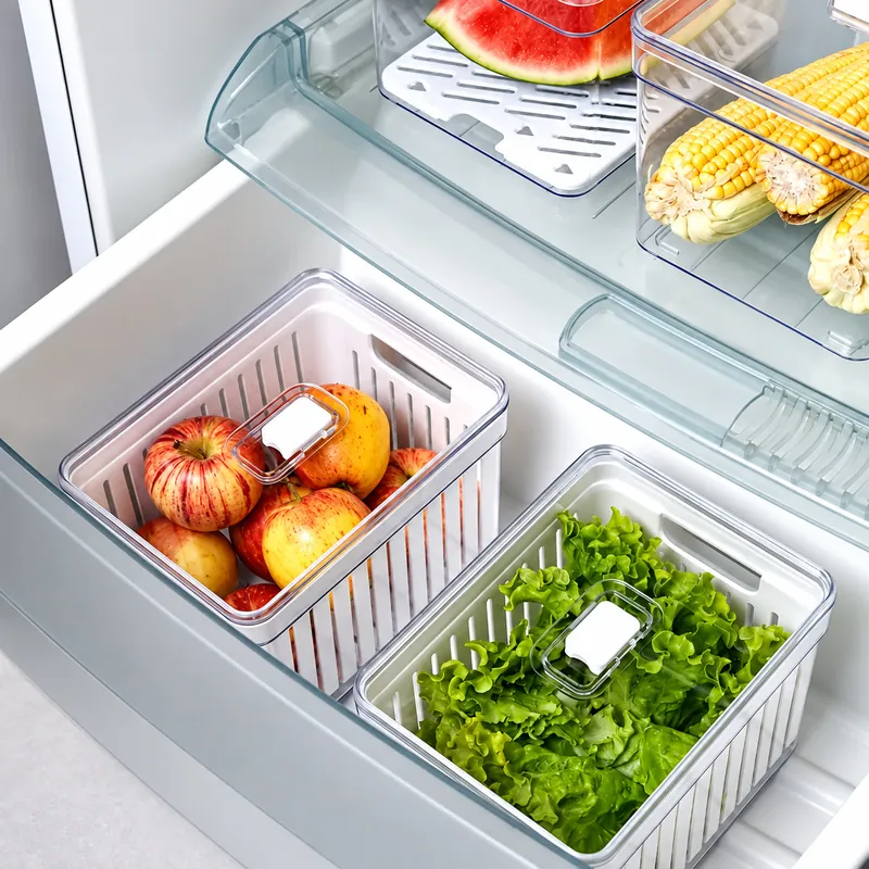 Kit Organizador de Geladeira Acrílico com Tampa para Alimentos