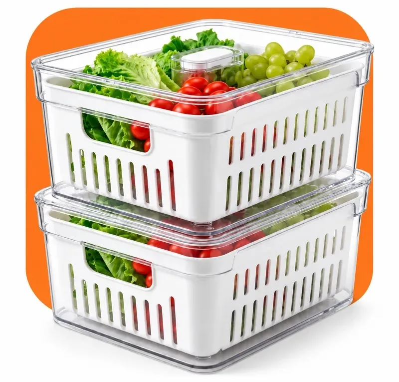 Kit Organizador de Geladeira Acrílico com Tampa para Alimentos