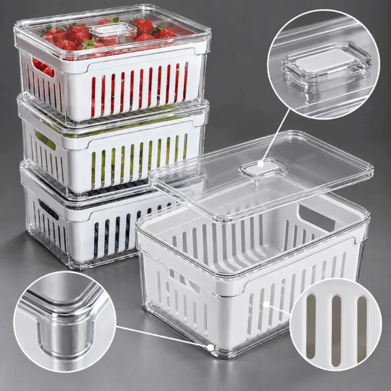 Kit Organizador de Geladeira Acrílico com Tampa para Alimentos