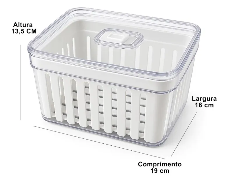 Kit Organizador de Geladeira Acrílico com Tampa para Alimentos