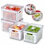 Kit Organizador de Geladeira Acrílico com Tampa para Alimentos