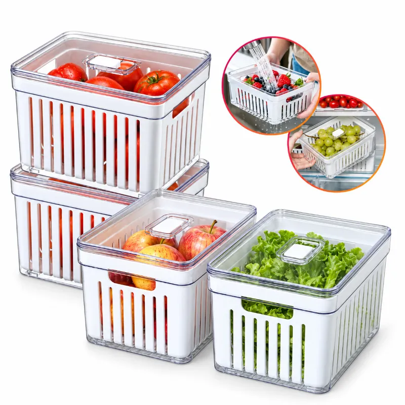 Kit Organizador De Geladeira Acrilico Com Tampa Para Alimentos