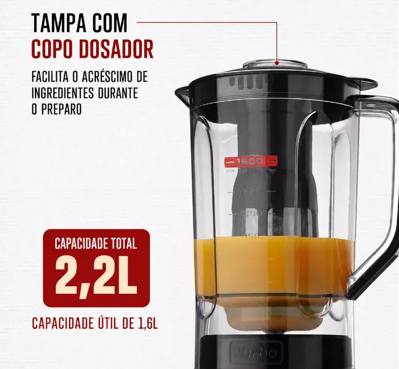 Liquidificador Turbo com Jarra Potente para Sucos e Vitaminas