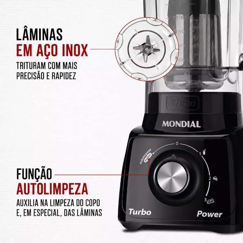 Liquidificador Turbo com Jarra Potente para Sucos e Vitaminas