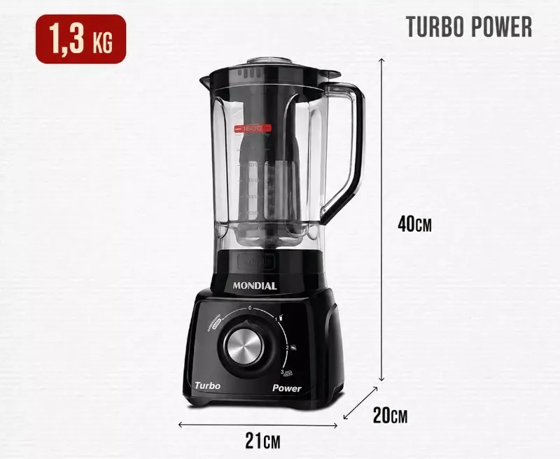 Liquidificador Turbo com Jarra Potente para Sucos e Vitaminas